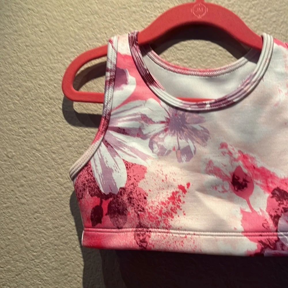 Justice Girl’s Pink Floral Sports Bra Top Size Small 7/8
